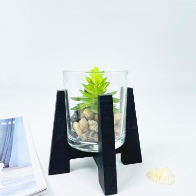 China Modern Customized Glass Crafts With Artificial Plants Glass Home Decoration for sale