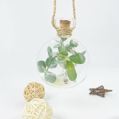 China Modern Hanging Type Glass Decoration With Artificial Plants For Festival Home Decoration for sale