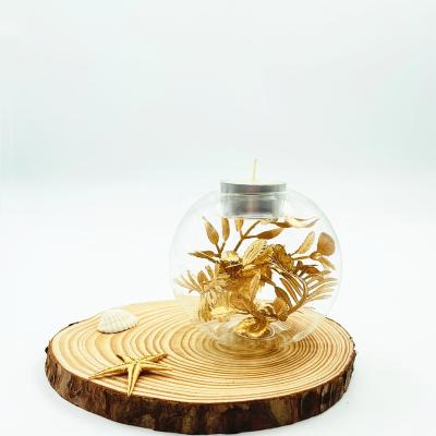 China Home Decoration Home Decor Glass Candle Holder With Flower Tealight Candle Dry Plug for sale