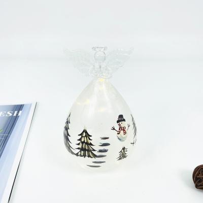 China Christmas Home Gift Hot Sale Decration Glass Angels With Hand Painted Pattern For Christmas Decoration for sale