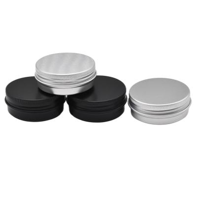 China 30ml 1oz Makeup Cream Lip Balm Cosmetic Aluminum Jars Round Tin Cans With Screw Net Lid for sale