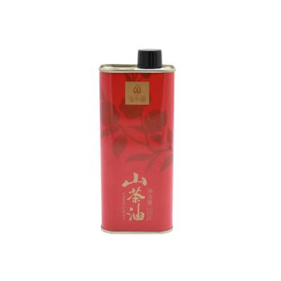 China Food Grade 550Ml Red Camellia Oil Kitchen Containers Metal Empty Tin Packaging Can Custom Size Food for sale