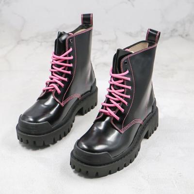 China British new fashion autumn winter thick-soled waterproof leather motorcycle women's high-end short boots for sale