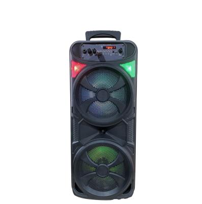 China USB/TF/FM/BLUE TOOTH/TWS/REMOTE/ HANDLE HANDLE /WIRED MIC hotsale dual 8inch portable party blue tooth speaker with LED lights for sale