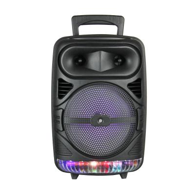 China New 8inch BT Portable USB/TF/FM/remote/Blue-tooth/TWS rechargeable battery party speaker with LED lights for sale