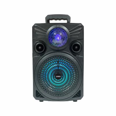 China New Music Player Promotion 8inch BT Rechargeable Battery Portable Party Speaker with Disco Lights for sale