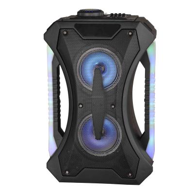 China USB/TF card/FM/Bluetooth/remote/AUX. in mic in 5.25inch BT rechargeable portable outdoor dual speaker system sound box with led light,square dance dj speaker for sale