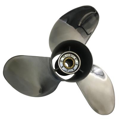 China Stainless Steel Right/Left Spin 60-140HP 13 7/8 X.21 Mathed forTOHATSU&NISSAN STAINLESS STEEL OUTBOARD THRUSTER marine propeller for sale