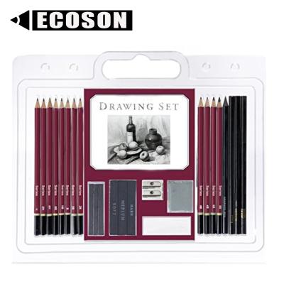 China High Quality Professional 25 Piece Technical Drawing Sketching Pencil Set Set Drawing Artist Charcoal Pencil Drawing Set for sale