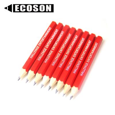 China Promotional Logo Print Cheap Bulk 8.9cm White Hexagonal Short Size Custom Custom Pencil Golf Wood Red Pencil With Logo for sale