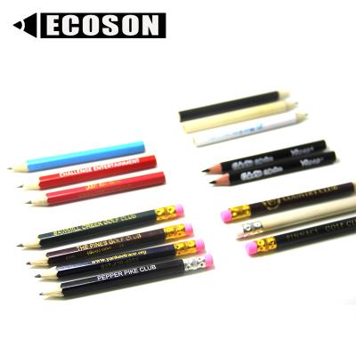 China Great for Score Keeping Logo Wooden Promotional Golf HB Colored Pencil Short Hex Round Hex Triangle Half Personalized Pencil for sale