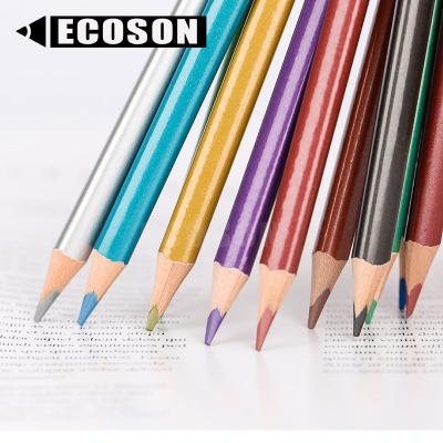 China Metallic Pencil EN71 Non-Toxic FSC Colored Triangle Colored Pencil Drawing Triangular Colored Wooden Pencil 12 Glitter Coloring for sale