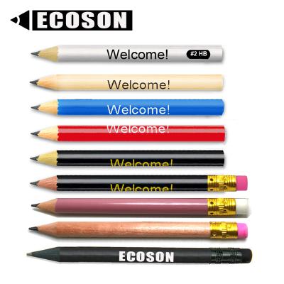 China Mini Custom Small Golf Pencils Half Score Lapiz Score Eraser Golf Pencil Promotional Pencil FREE SAMPLES Pink Black Red Blue Natural White Volume for sale