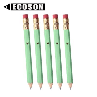 China Ideal for score keeping FREE SAMPLES Gulf Madeira Lazulite Short Pencils Logo Mini Green Small Pencils Personalized Custom Pencil with Erasers for sale