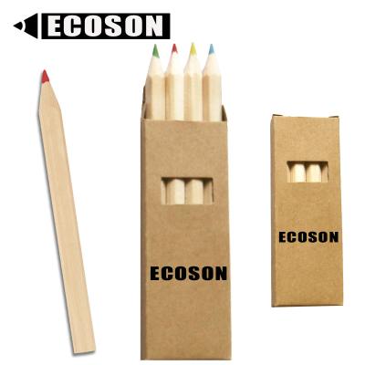 China 4 Custom Promotional Kids Logo Gift Eco Small Colored Mini Pencils Set Pencil Natural Wood Set 4 Colored Pencil Mini Color Pencils for sale