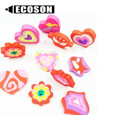 China Lovely Tpr Promotional Heart Fancy Eraser Candy School Shaped Princess Shape Eraser Custom Diy Mini Kids Novelty Topping Puzzle Cartoon for sale