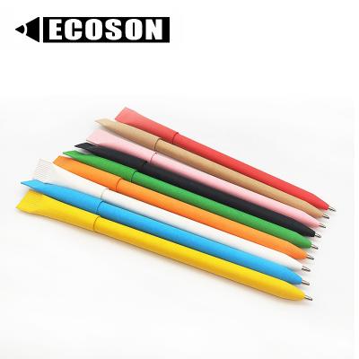 China Pen Logo Promotional Eco Advertising Custom Recycled Paper Pen Recycled Paper Rolling Paper Straw Pens Custom Logo for sale