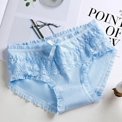 China Antibacterial Low-Waist Lace Under Wear Maiden Panties For Girl 100% Cotton for sale