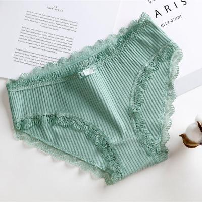 China Antibacterial Custom Design Women's Wholesale Lace Cotton Ripe Elastic Ladies Briefs Underwear Plus Size Panties for sale