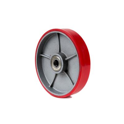 China Industry Polyurethane Wheel With Cast Iron Center Assemble Ball Bearing 200*50 for sale