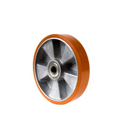 China Industry High Elastic Polyurethane Wheel With Aluminum Center Assemble Ball Bearing 200*50 for sale