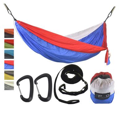 China Ultralight Outdoor Military Outdoor Portable Parachute Furniture Double Nylon Camping Hammock With Tree Straps for sale