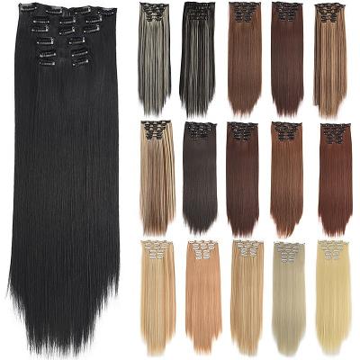 China Silky Straight Silky Straight Synthetic Hair Wave Clip In Hair Extensions With 16 Clips for sale