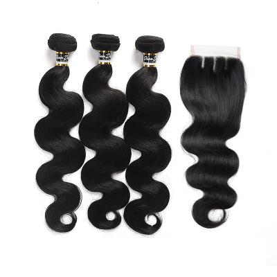 China Malaysian Swiss Swiss Hair Bundles Body Wave 3 Lace Closure Silky Straight Wave With Frontal Remy Hair Closures 4x4 Lace for sale