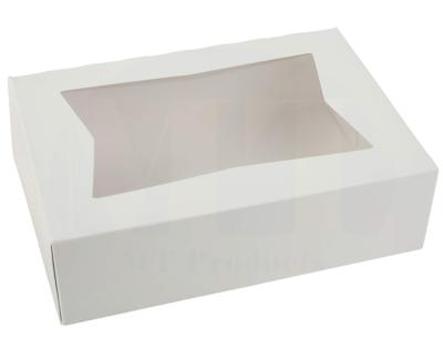 China Disposable Eco-Friendly Biodegradable 8 Length X 5 3/4 Width X 2 1/2 Size Kraft Paper White Cardboard Window Pastry / Pop-Up Bakery Boxes for sale