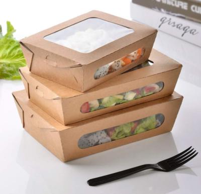 China Disposable Kraft Paper Salad Packaging Box for sale