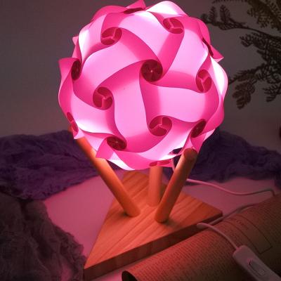 China Modern New Design Led Puzzle Night Light Pink Shade 30 Piece Kit Jigsaw Puzzle Lamp for sale