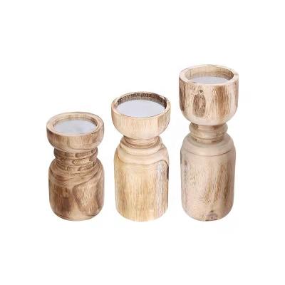 China Wholesale Hot Sale Home Decor Wedding Decoration Wooden Candle Holder Modern Home Decorative Wood Candle Holder For Gift Item Candle Holders for sale