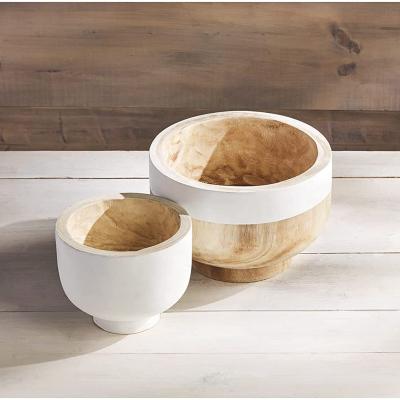 China China best price factory pot with wooden bowl carved holder for flower decoration bowl / flower pots for sale