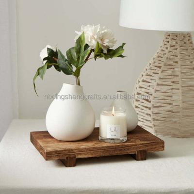 China Rectangular Wood Tray Riser Stand from China in Brown Gray Wood Riser Stand. Pedestal wooden top. for sale