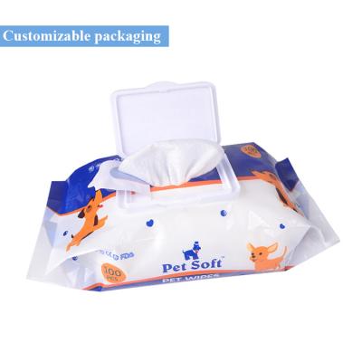 China Sustainable Soft Dog Wipes Disposable Pet Wet Wipes For Cat Eye Ear Paw Cleaning for sale