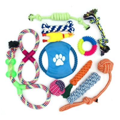 China Sustainable Custom Pet Chew Toys 5-15 Packs Set Rubber And Cotton Rope Dog Toys for sale