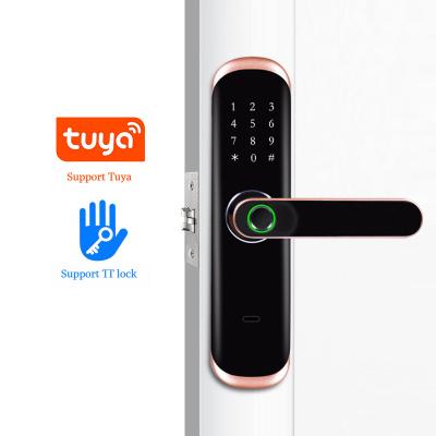 China Multifunctional Aluminum Alloy Fingerprint Smartlock Combination Smart Door Lock with IC Card and Key for Bedroom Apartment Homestay Door for sale