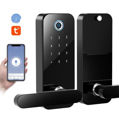 China Shell is made of unique 304 stainless steel Tuya wholesale easy to install office smart antirust waterproof apartment keyless entry fingerprint deadbolt keypad door lock for sale