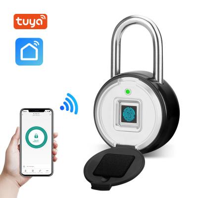 China Outdoor Waterproof Gym Cabinet Smart Padlock Suitcase Locks Fingerprint Tuya Beam Lock Stainless Steel Smart Padlock Small Electronic Padlock for sale