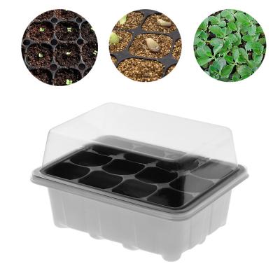 China 6/12Cells Mini Plastic Planting Tray Sprout Flat Nursery Plastic Pots Seed To Raise Base With Clear Cover Lids Sprouter Gardening for sale