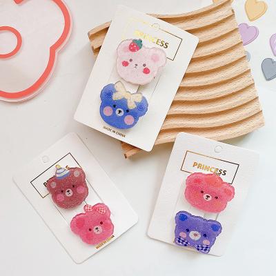 China Hot Selling New Fashion Super Cute Sweet Cartoon Bear Acrylic Children Hair Clips Hairpin Sets for sale