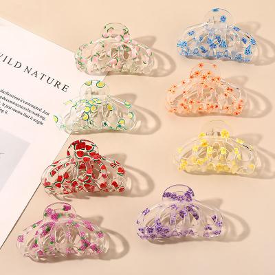 China Hot Selling New Fashion Super Cute Fruit Transparent Acrylic Hair Claw Clips Accessories for Girls for sale