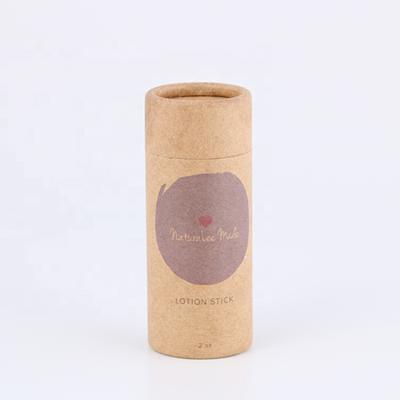 China Recycled Materials Wholesale Eco Friendly Biodegradable Kraft Paper Cosmetic Lift Up Lip Balm Tube for sale