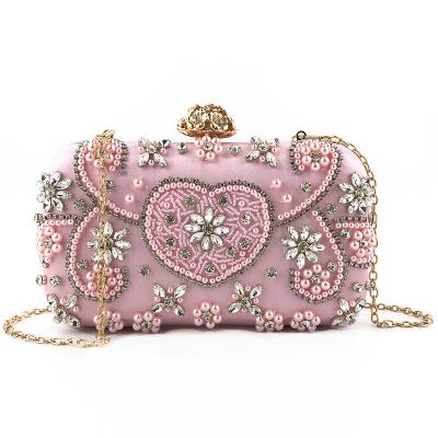 China Diamond Rhinestone Pearls Beaded Wedding Clutch Purse Luxury Ladies Clutch Bag Bridal Even Evening Clutch Bag for sale