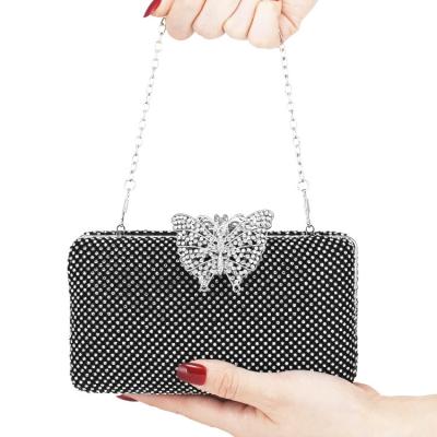 China Full Rhinestone Purse Evening Clutch Bags Butterfly Pattern Hard Luxury Clasp Women Wedding Clutches Party Bag for sale