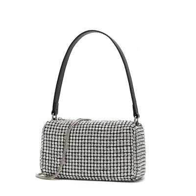 China Soft Luxury Crystal Evening Bag Woman Bling Ladies Rhinestone Bucket Grabs Party Purse Shoulder Bag Tote Handbag for sale