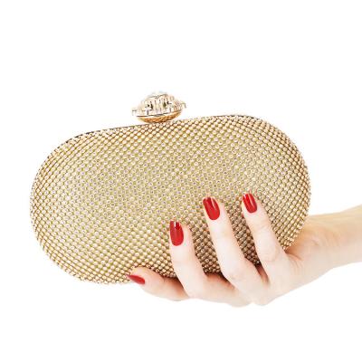 China Unique Luxury Elegant High Quality Hard Crystal Women Clutch Bag Bridal Handbag Luxury Beaded Low Purse for sale