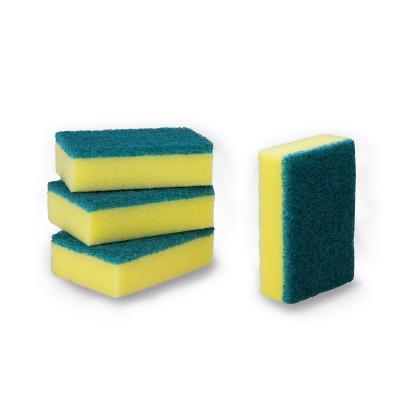 China Sustainable High Quality Square Shape Green Color Kitchen Dish Washing Sponge Scrubber for sale