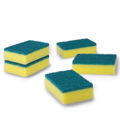 China Sustainable High Quality Square Shape Green Color Kitchen Dish Washing Sponge Scrubber for sale