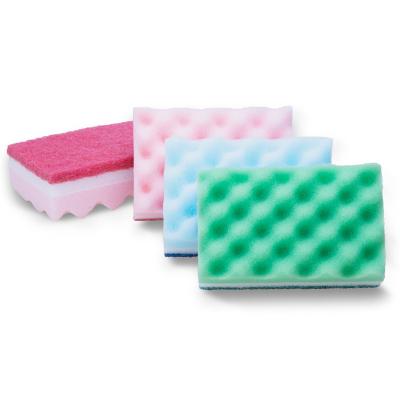 China Sustainable High Quality Kitchen Household Cleaning Super Absorbent Wave Form Three Layers Filtering Sponge Scrubber for sale